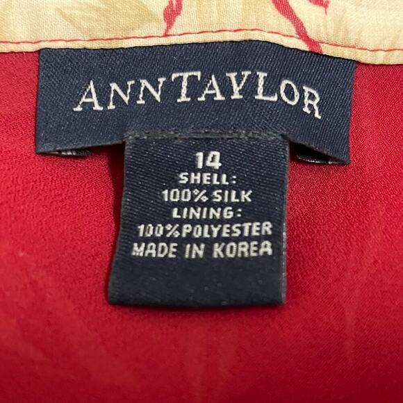 Ann Taylor Silk Red/Cream/Ivory Floral A-Line Skirt, Flowy, Romantic, Y2K, 14 - Picture 7 of 12